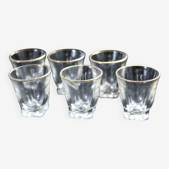 Ensemble 6 verres à liqueur avec filets dorés - Art Déco 1940 certifié