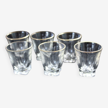 Set of 6 liqueur glasses with golden threads - Art Deco 1940 certified