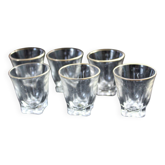 Ensemble 6 verres à liqueur avec filets dorés - Art Déco 1940 certifié