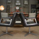 Design office chairs in swivel metal leather 1970