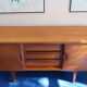 60s teak row, two sliding doors