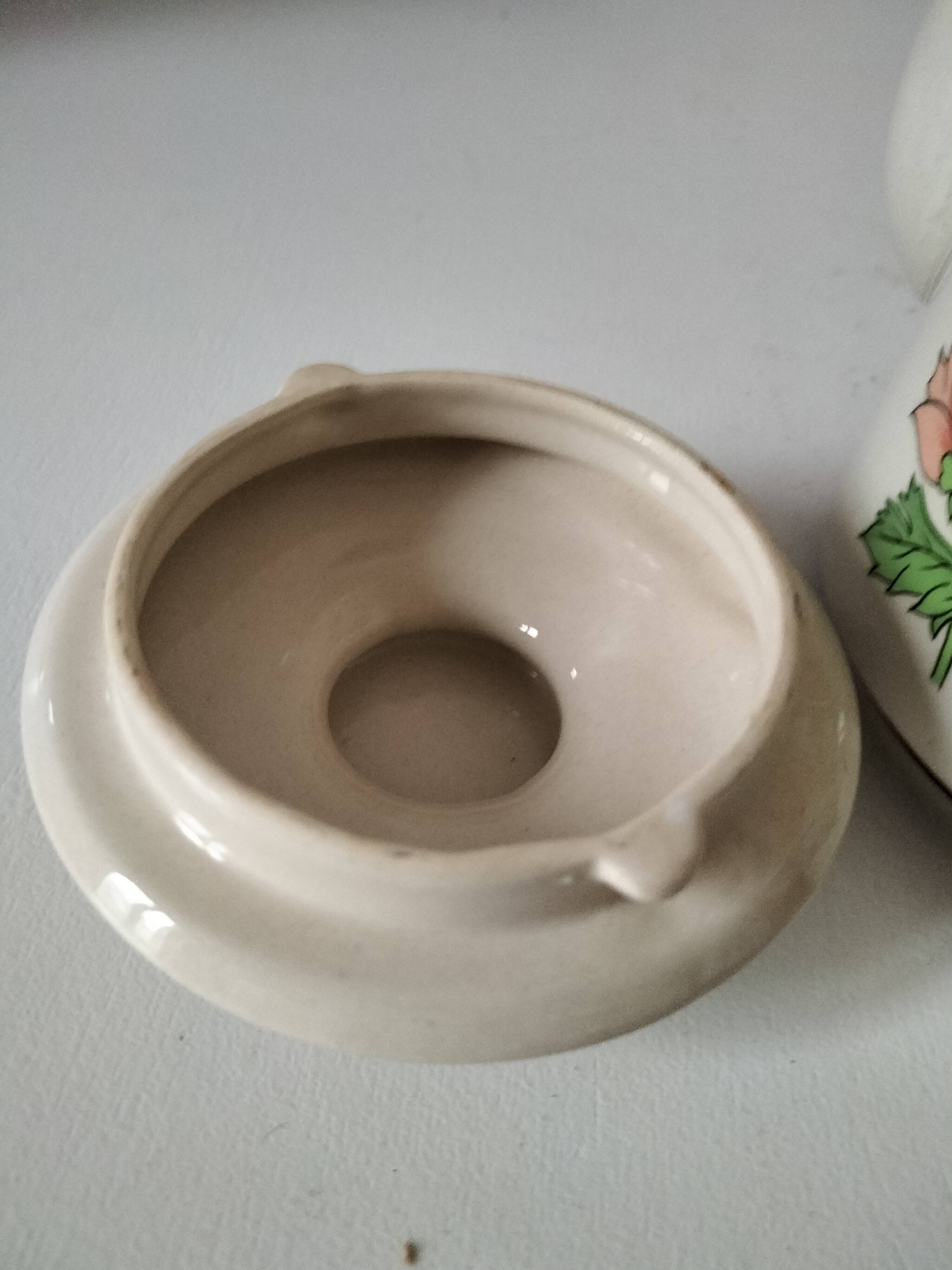 Vintage flowered stoneware teapot – 1970s