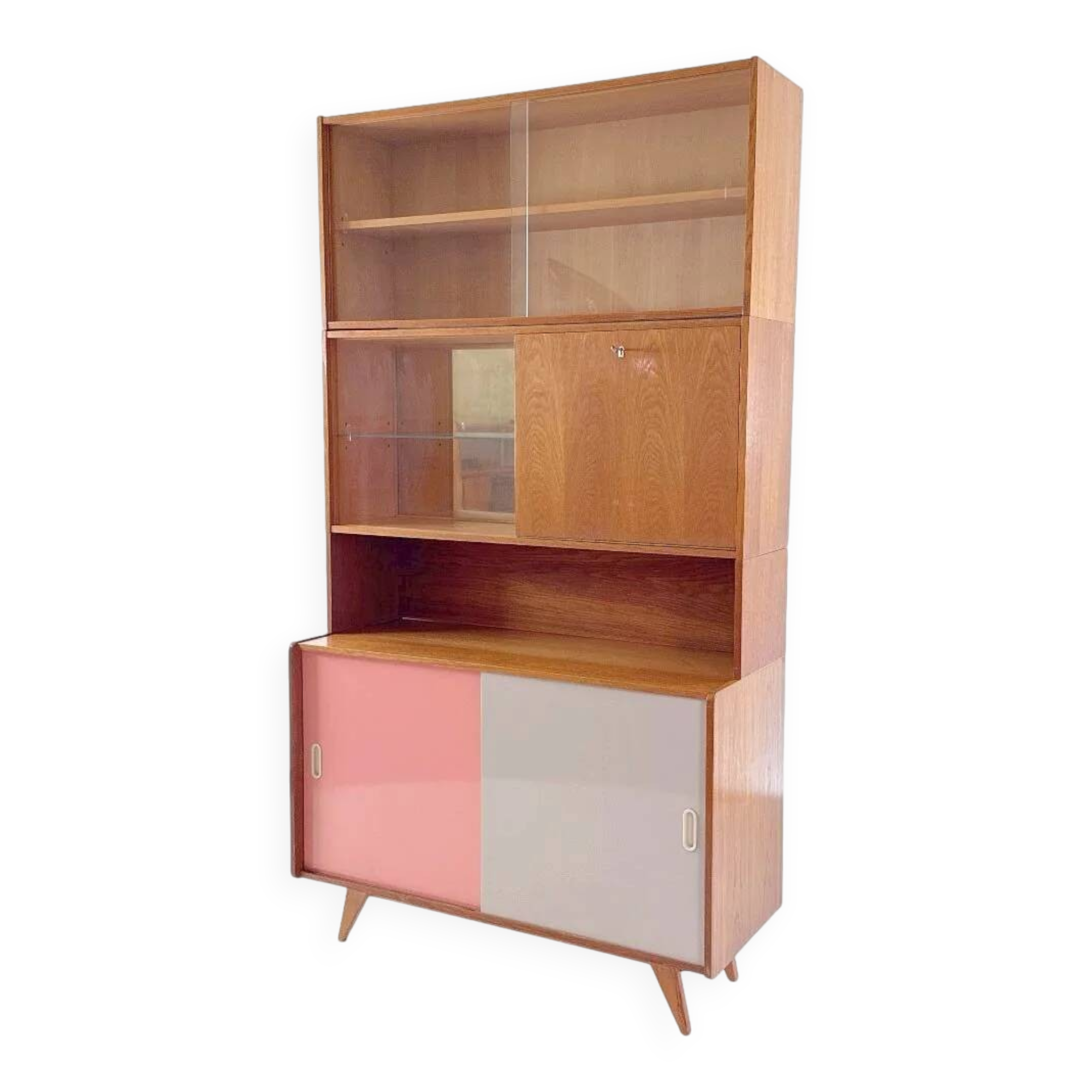 Vintage U-452 cabinet with display case and bar - Jiri Jiroutek