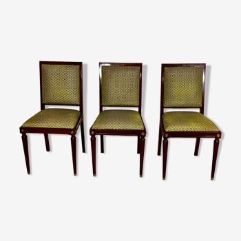3 chaises en acajou de style Louis XVl