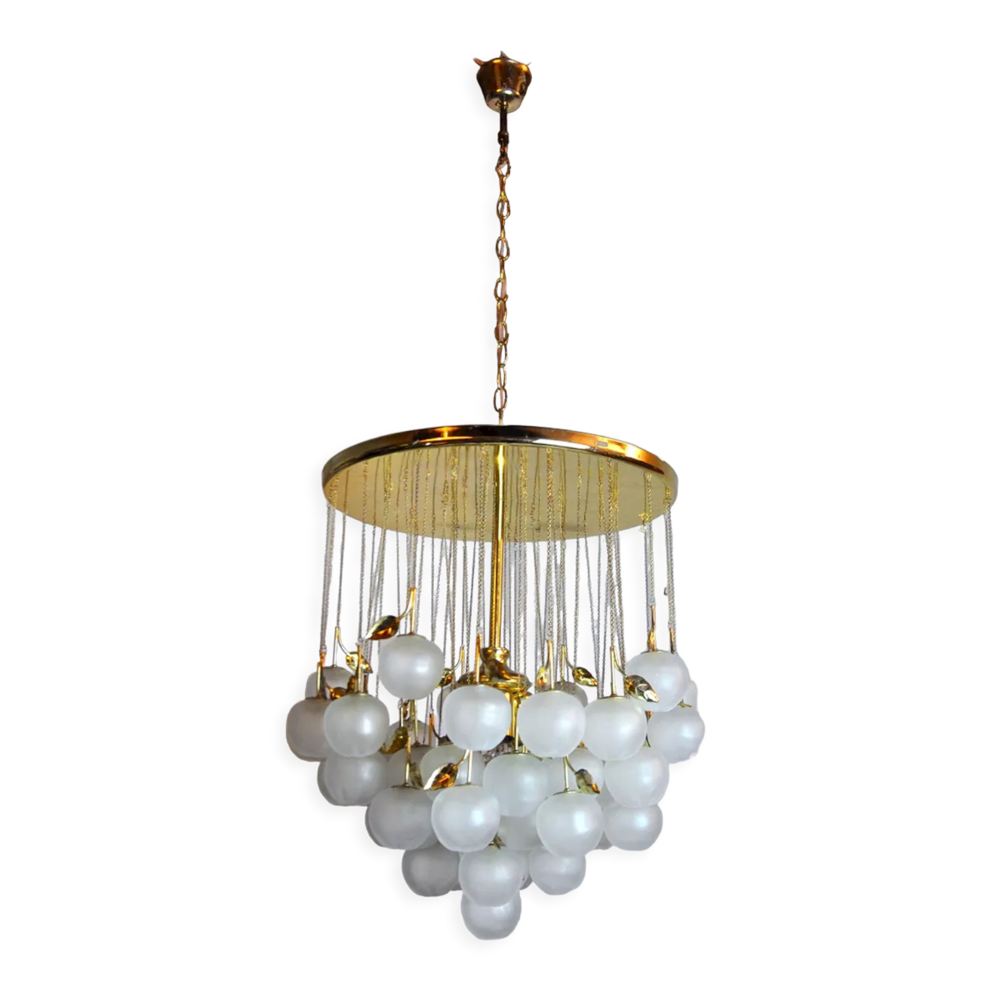 Chandelier waterfall Murano Mazzega, murano crystals " pommes ", Italy, 1970