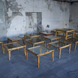 Set of eighteen rattan coffee tables 1950'