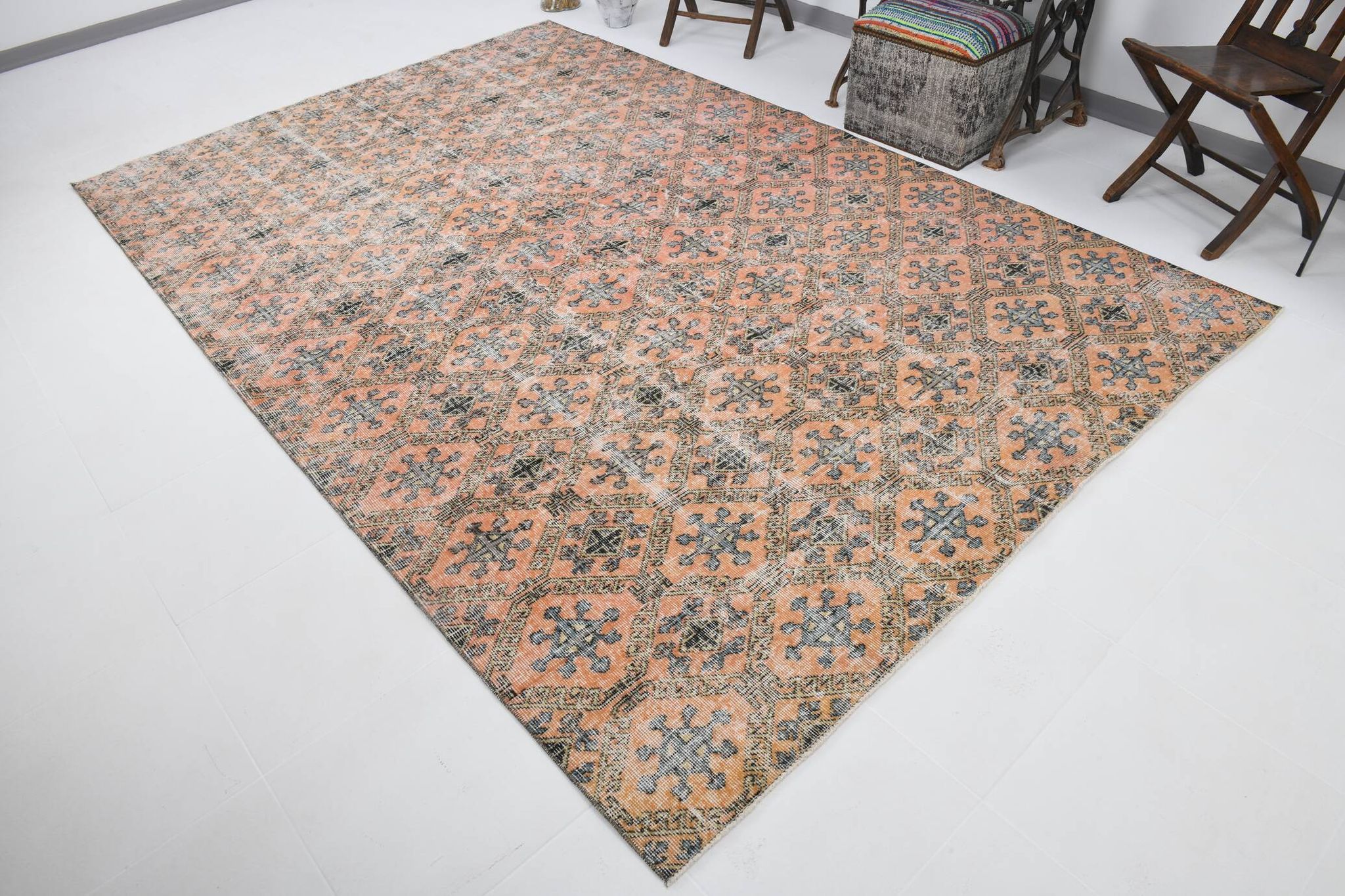 7x10 Pumpink Orange & Black Persian Rug, 208x316Cm
