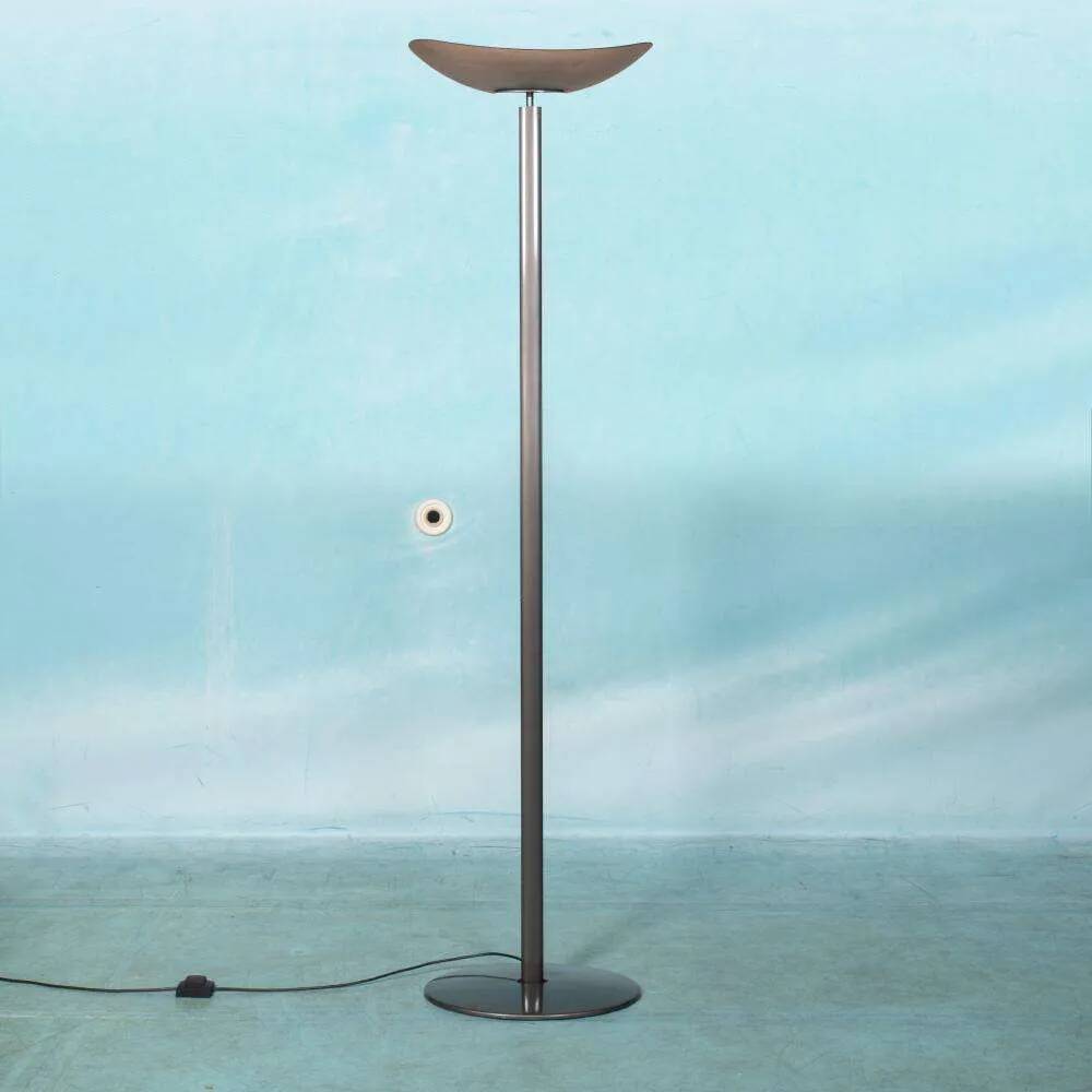 Vintage floor lamp by Artemide in glass, minimalist uplight from the 80s.