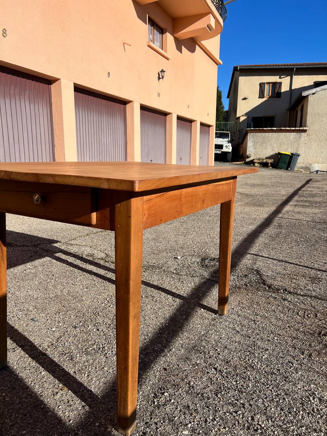 Solid wood table with side drawers