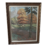 Un chemin arboré, pastel