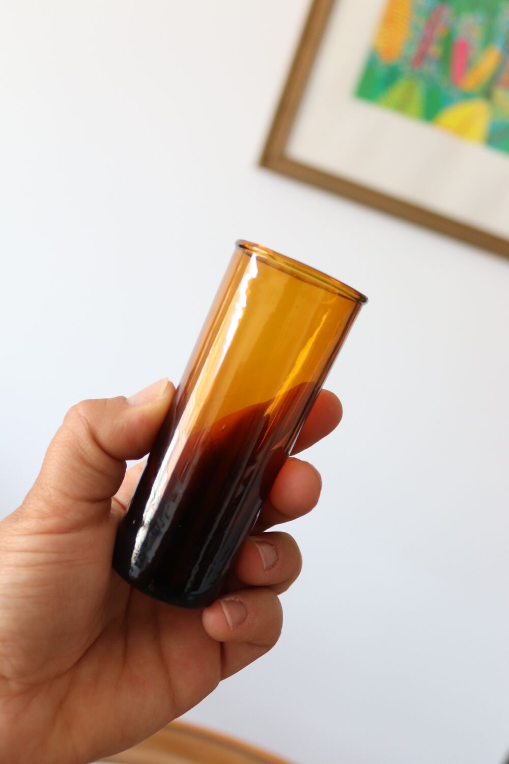 6 vintage amber shot glasses