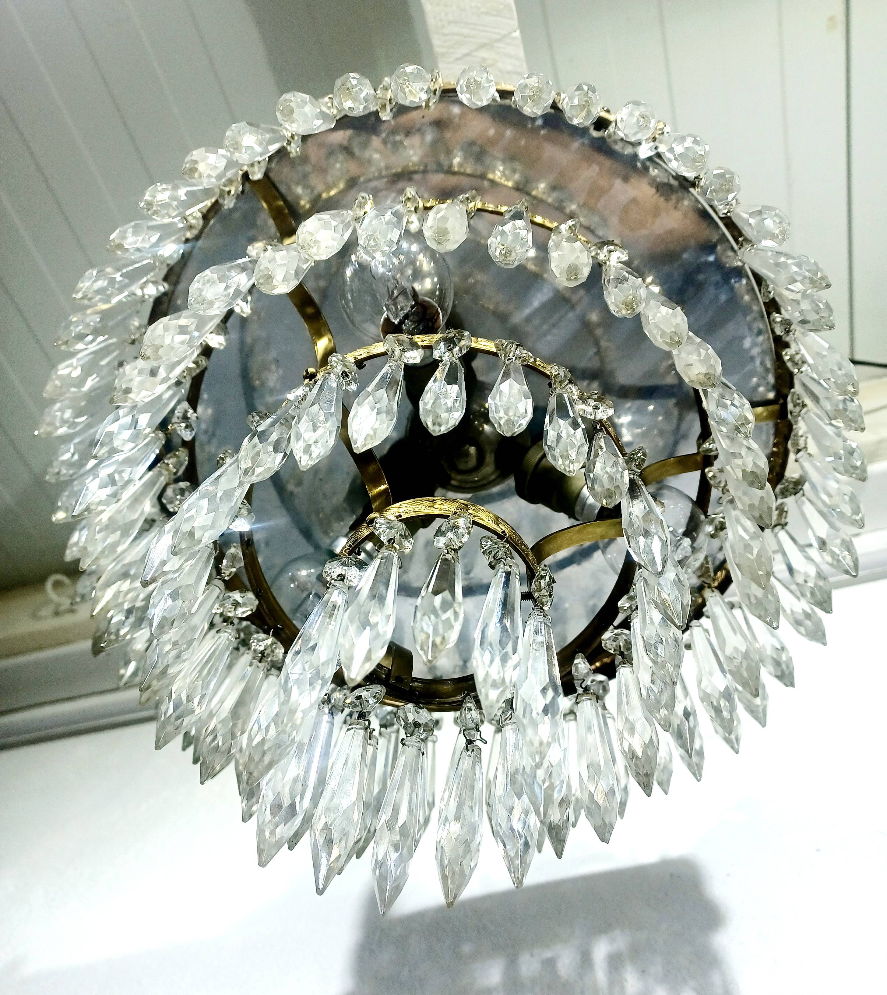 Plafonnier 3 lumières bronze cristal