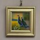 Mid-Century Oil on Panel – “Birds” by Unknown, Vintage & Framed