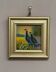 Mid-Century Oil on Panel – “Birds” by Unknown, Vintage & Framed
