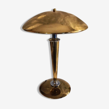 Lampe champignon métal doré style paquebot
