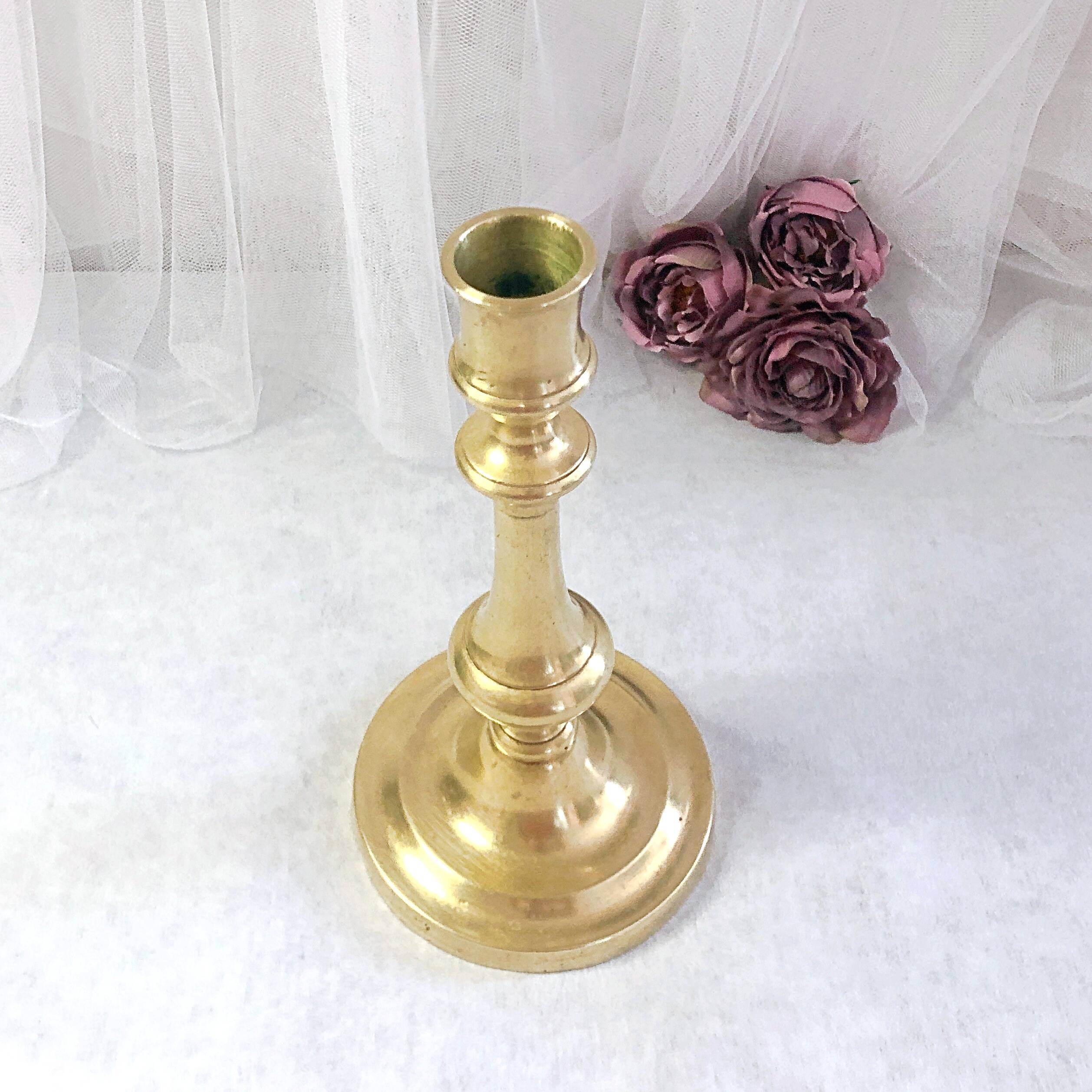 19th century gilded copper torch candle holder