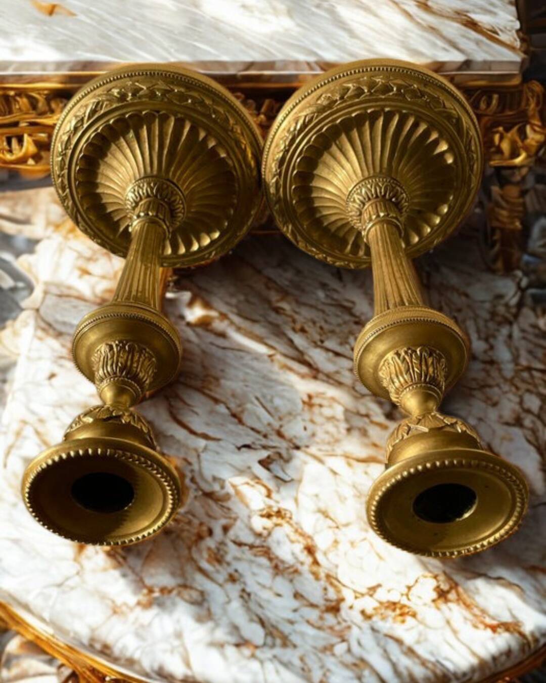 Pair of bronze candlesticks, Louis XVI style, late 19th – early 20th century