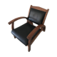 Teak armchair and black leather