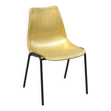 Chaise empilable vintage moulée dorée de Hiller, Allemagne