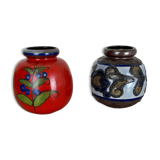 Set of Two Pottery Fat Lava Vases "Multi-Color" by Scheurich, Germany, 1970s