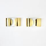 Pair of gilded Foglio wall lights by Tobia & Afra Scarpa for Flos, 1960s