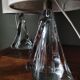 Pair of table lamps - Twisted transparent glass bases from the 1950s - Hemp shades