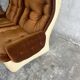 Airborne 1970s Modular 4-Seater Sofa — Brown Velvet Cushions with Cream ABS Shell