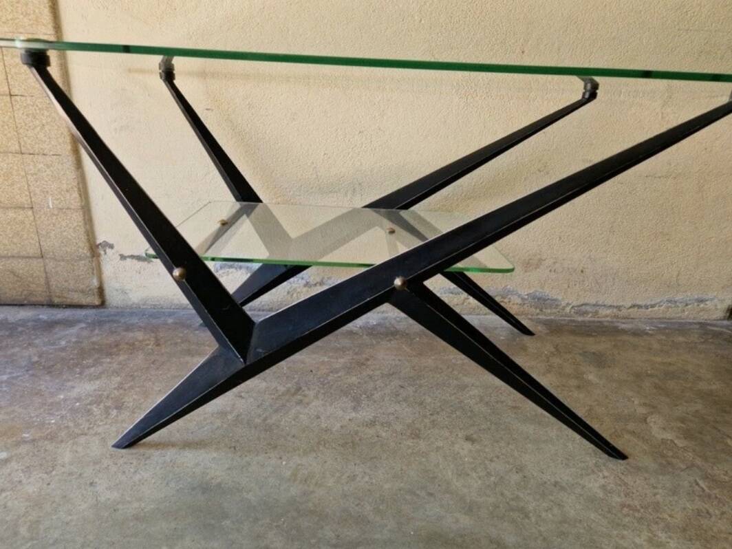 Angelo Ostuni - Coffee table with double glass top - Design 1950