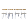 Lot de 4 chaises de salle à manger en métal et bois avec sièges en osier