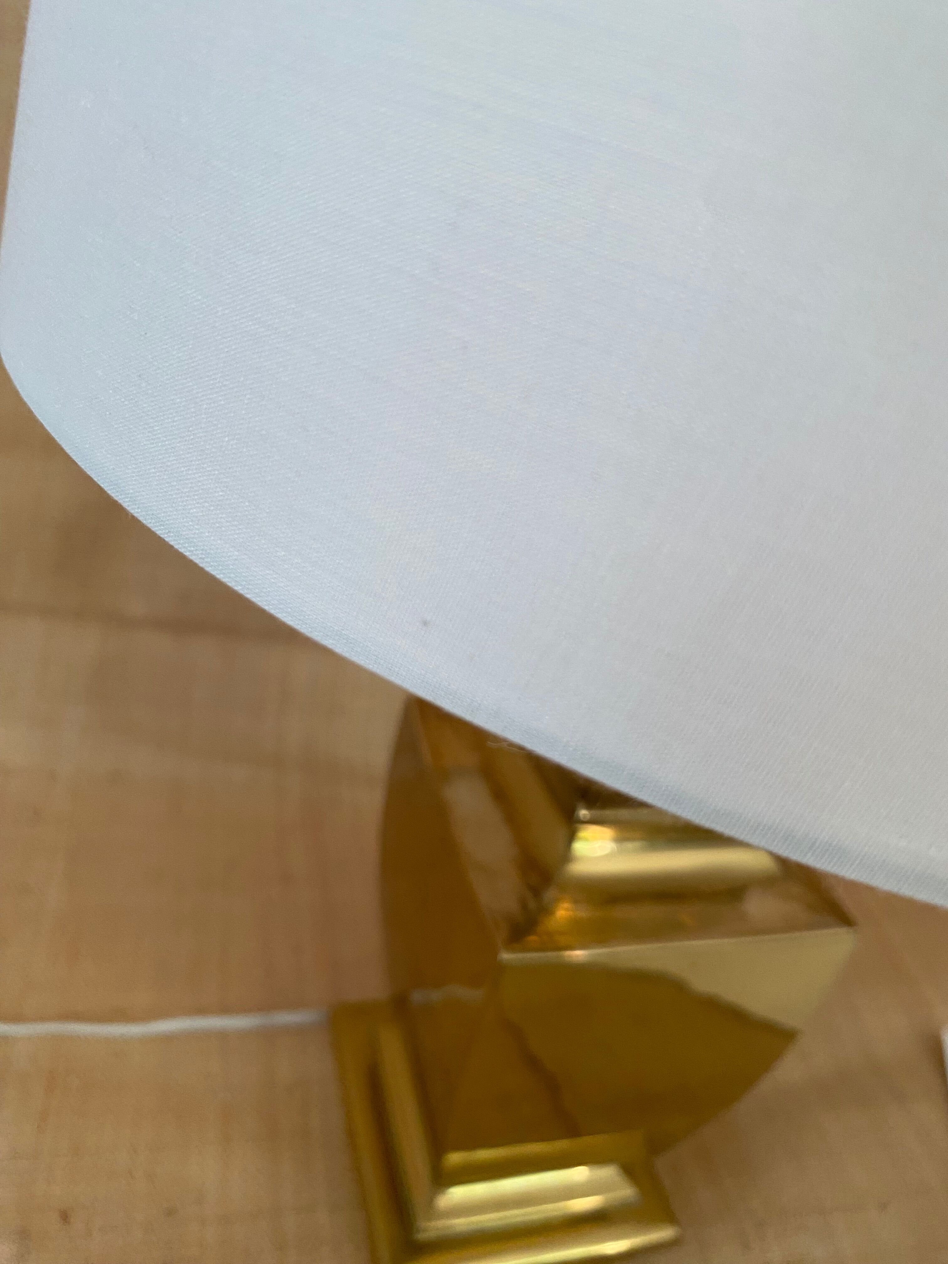 Golden lamp "Regina", 2 m fabric cable, cotton shade