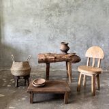 Small child's chair in natural blond teak back with three bars