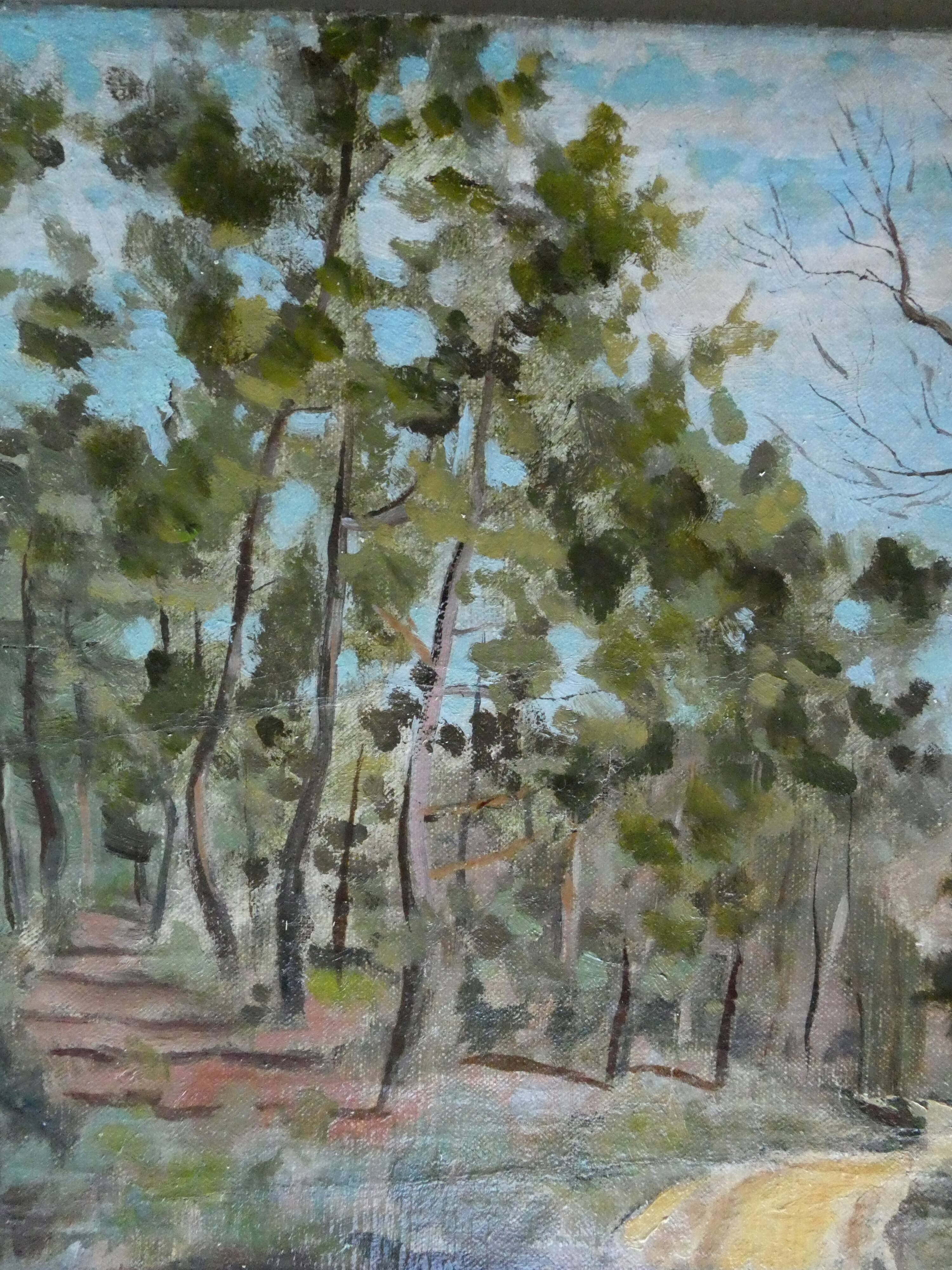 Tableau, huile sur toile, paysage de Provence, la Drome, années 40