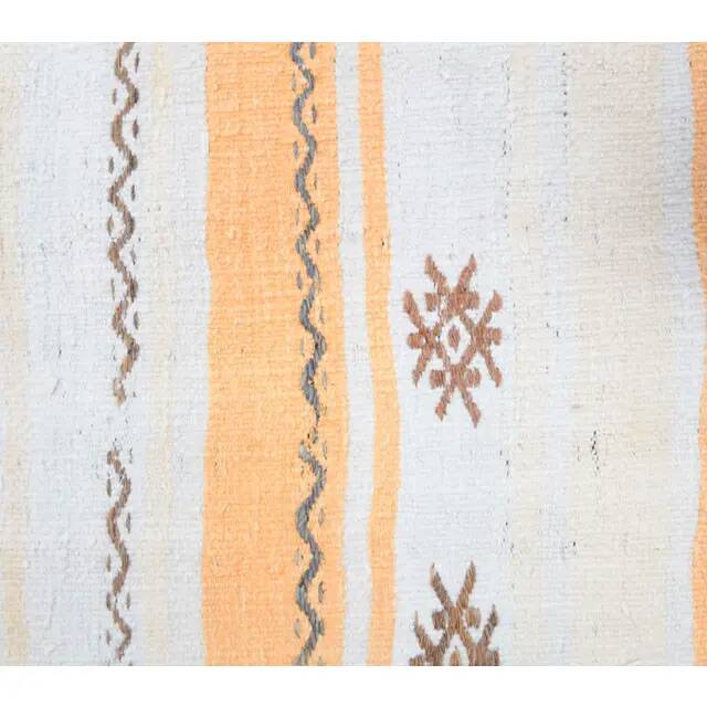 Vintage Turkish Oushak Handmade Wool Cotton White Kilim Runner Rug 67x254