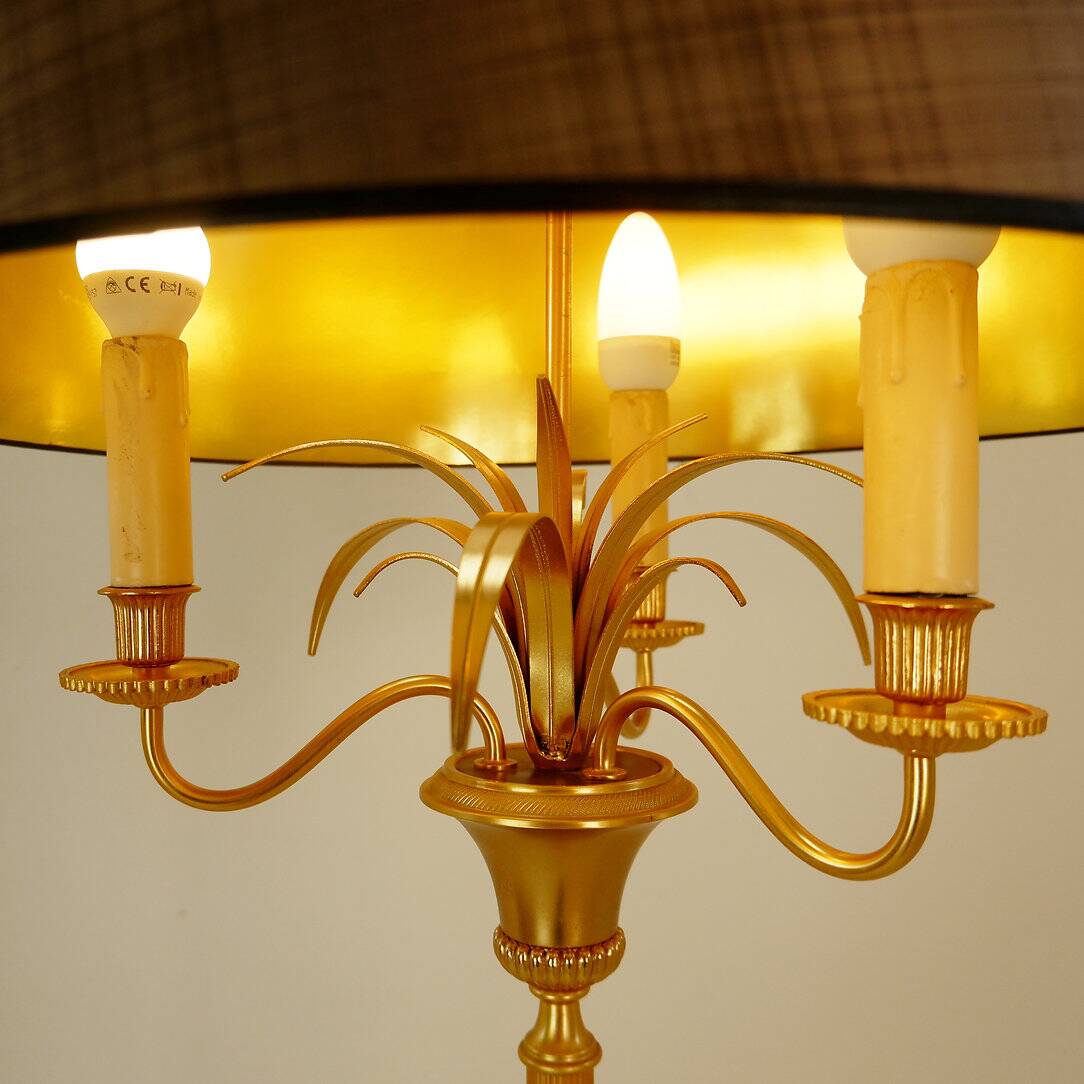 Pineapple Brass Floor Lamp in the Style of Maison Charles, Circa 1970