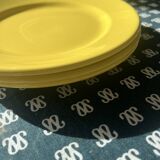 3 vintage yellow dessert plates