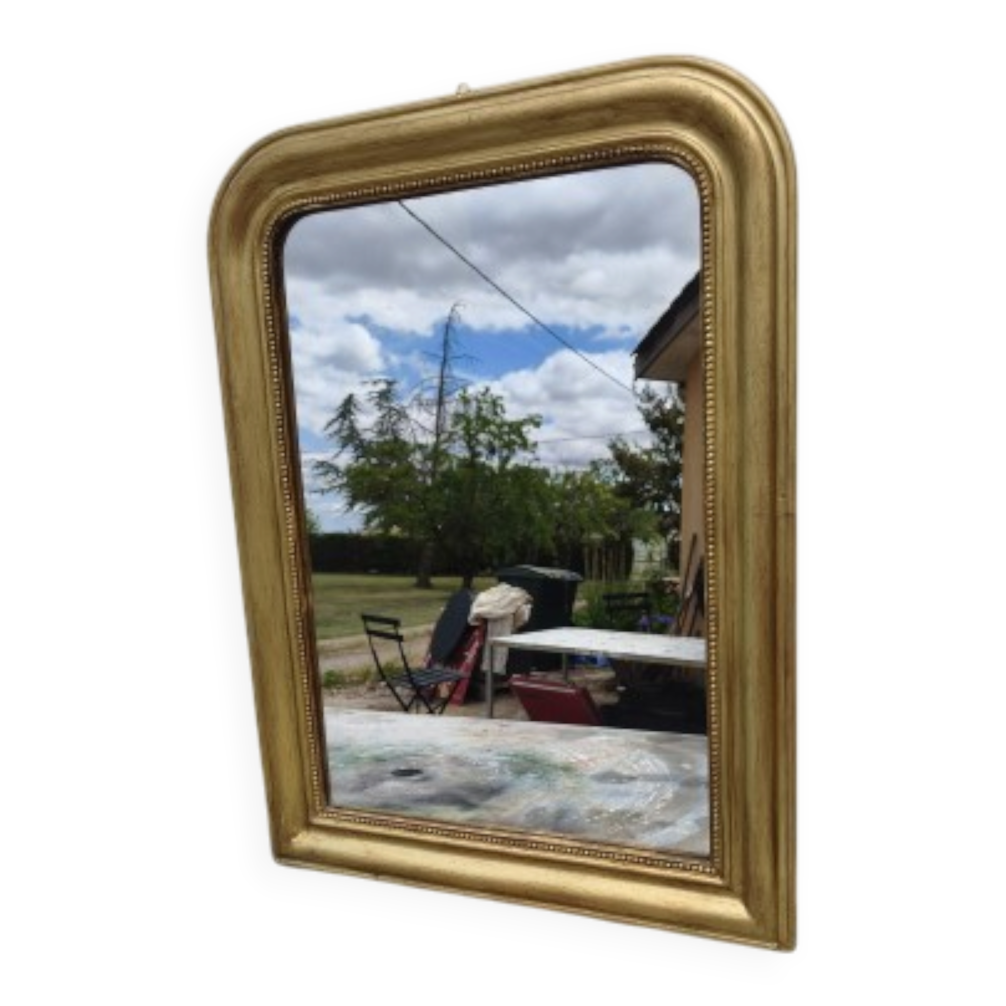 Miroir 19ème bois et stuc doré