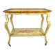Late 19th Century Rococo Mahogany Tea Table with Floral Paintings, 1890s