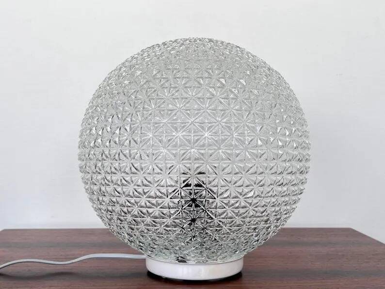 Big Design mid century glass Table Lamp, 1980s - Czechoslovakia