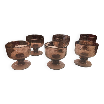 6 Biot blown glass cups