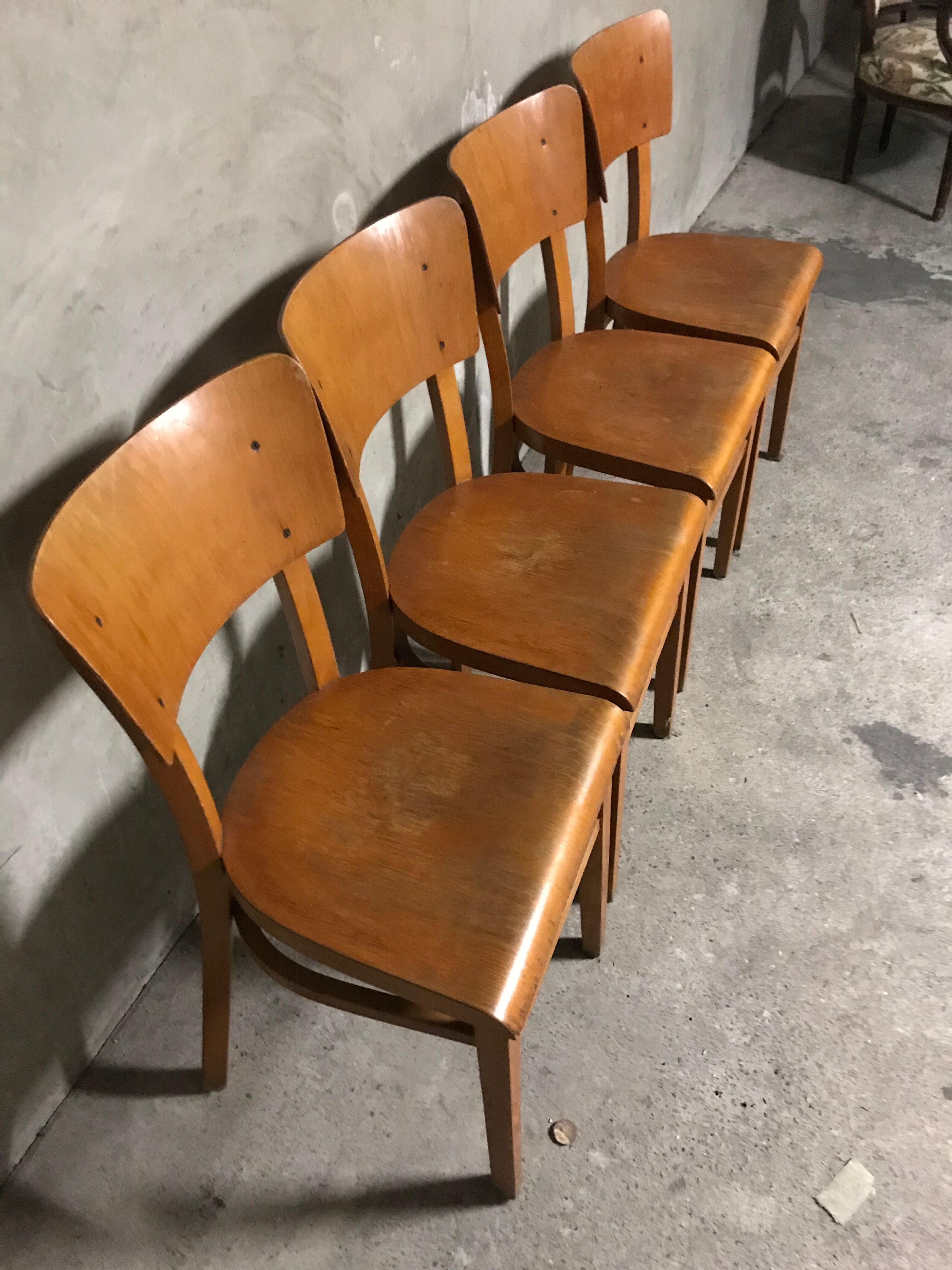 4 bistro chairs signed Thonet