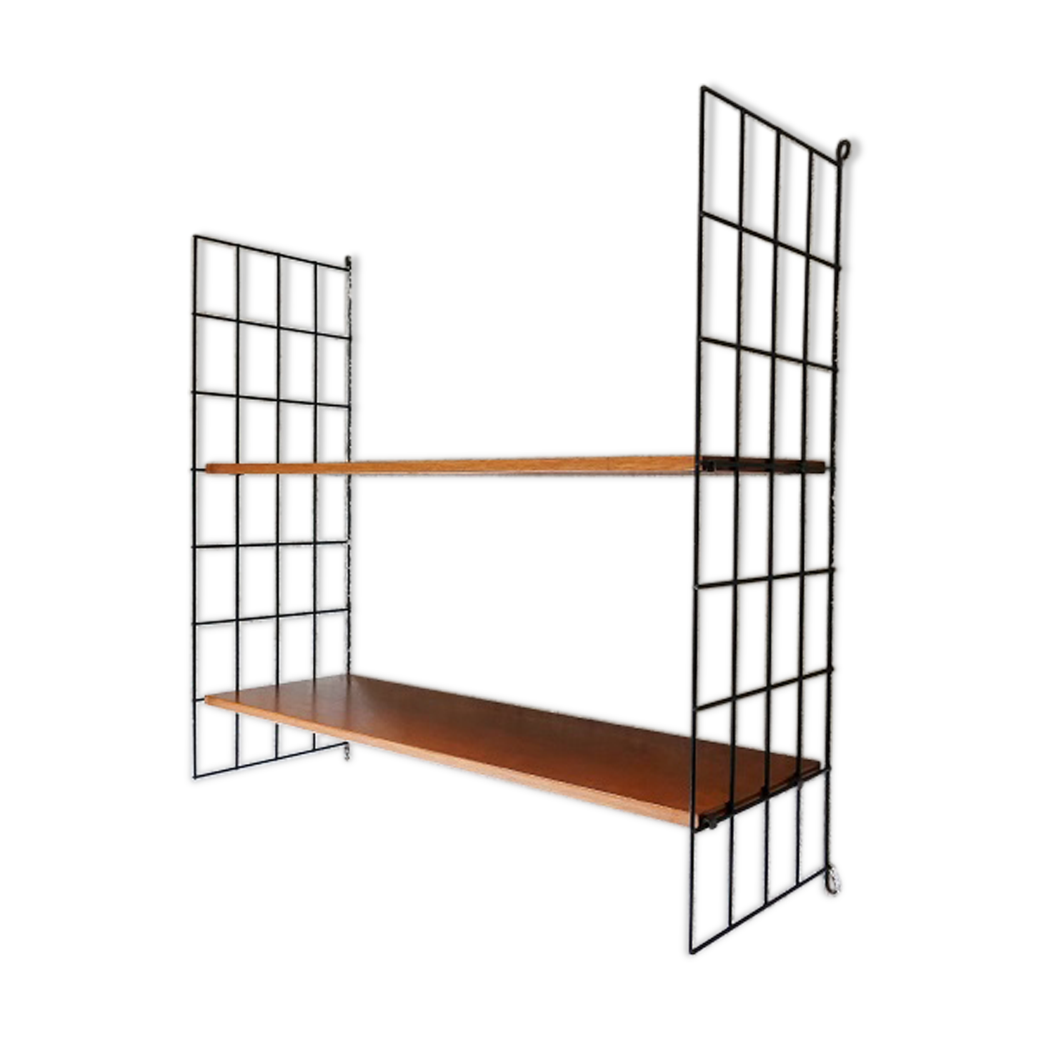 Wooden and metal wall shelf