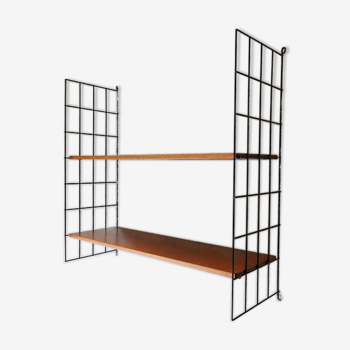 Wooden and metal wall shelf