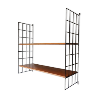 Wooden and metal wall shelf