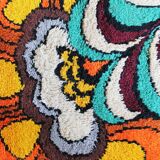 1970s German Wool Rug with Pop-Art Floral Pattern