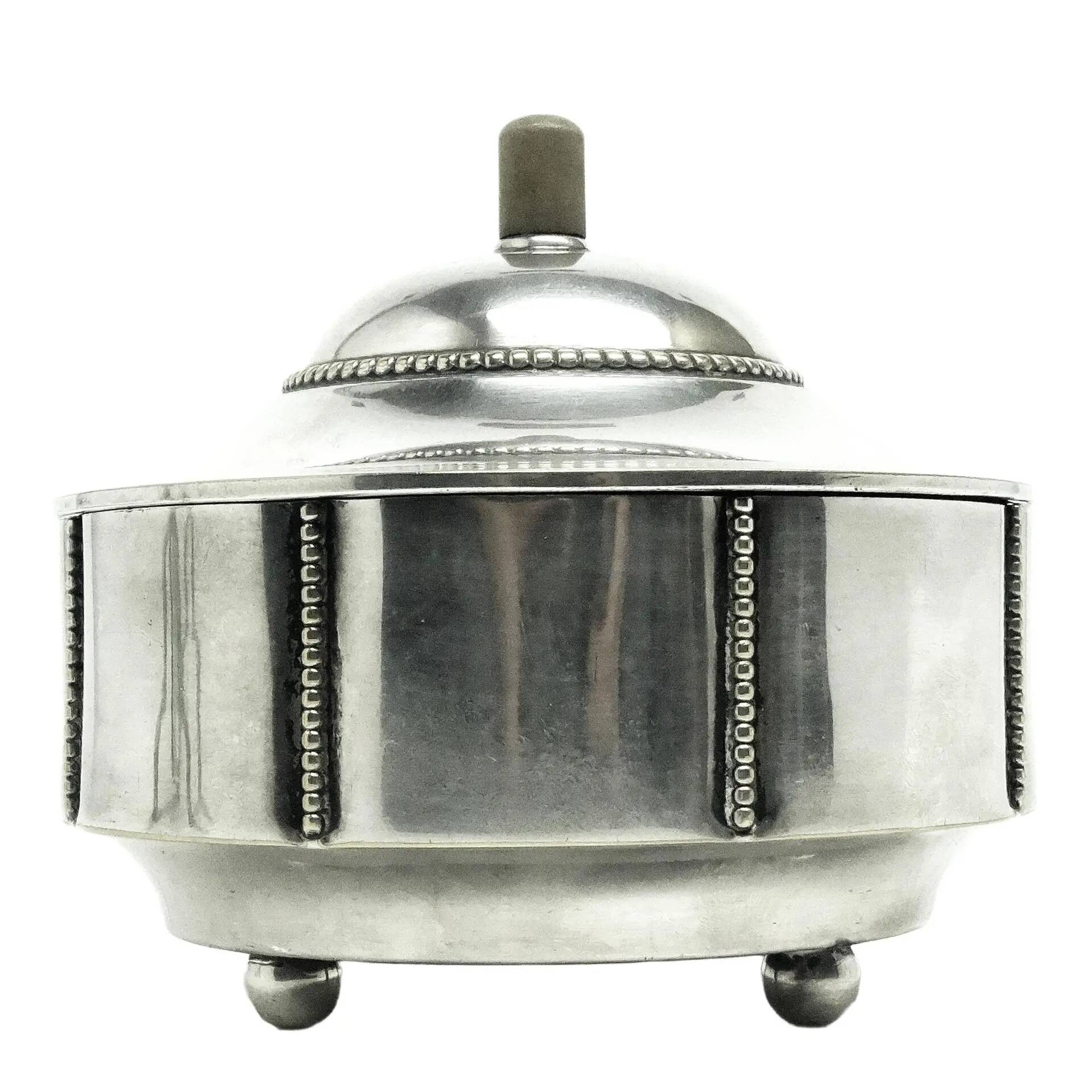 Art Deco sugar bowl, silver-plated brass, Germany, 1930s