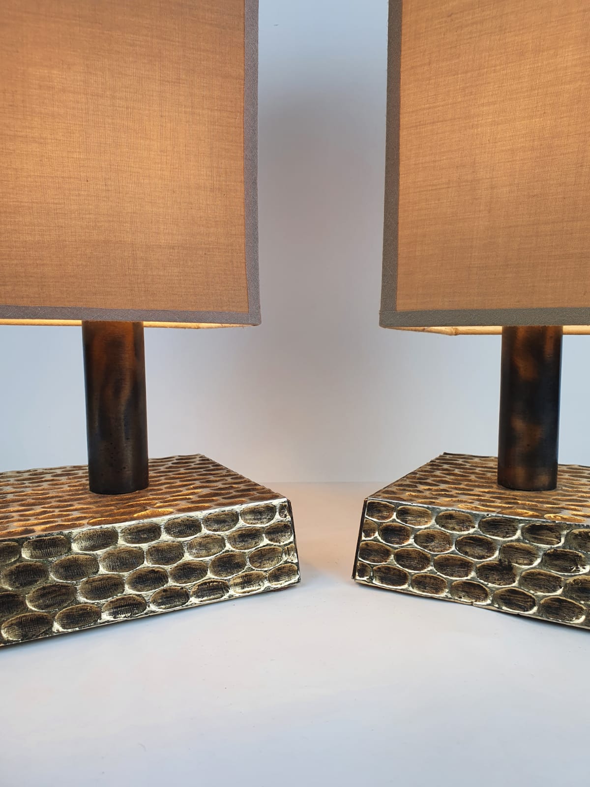 Pair of brutalist lamps