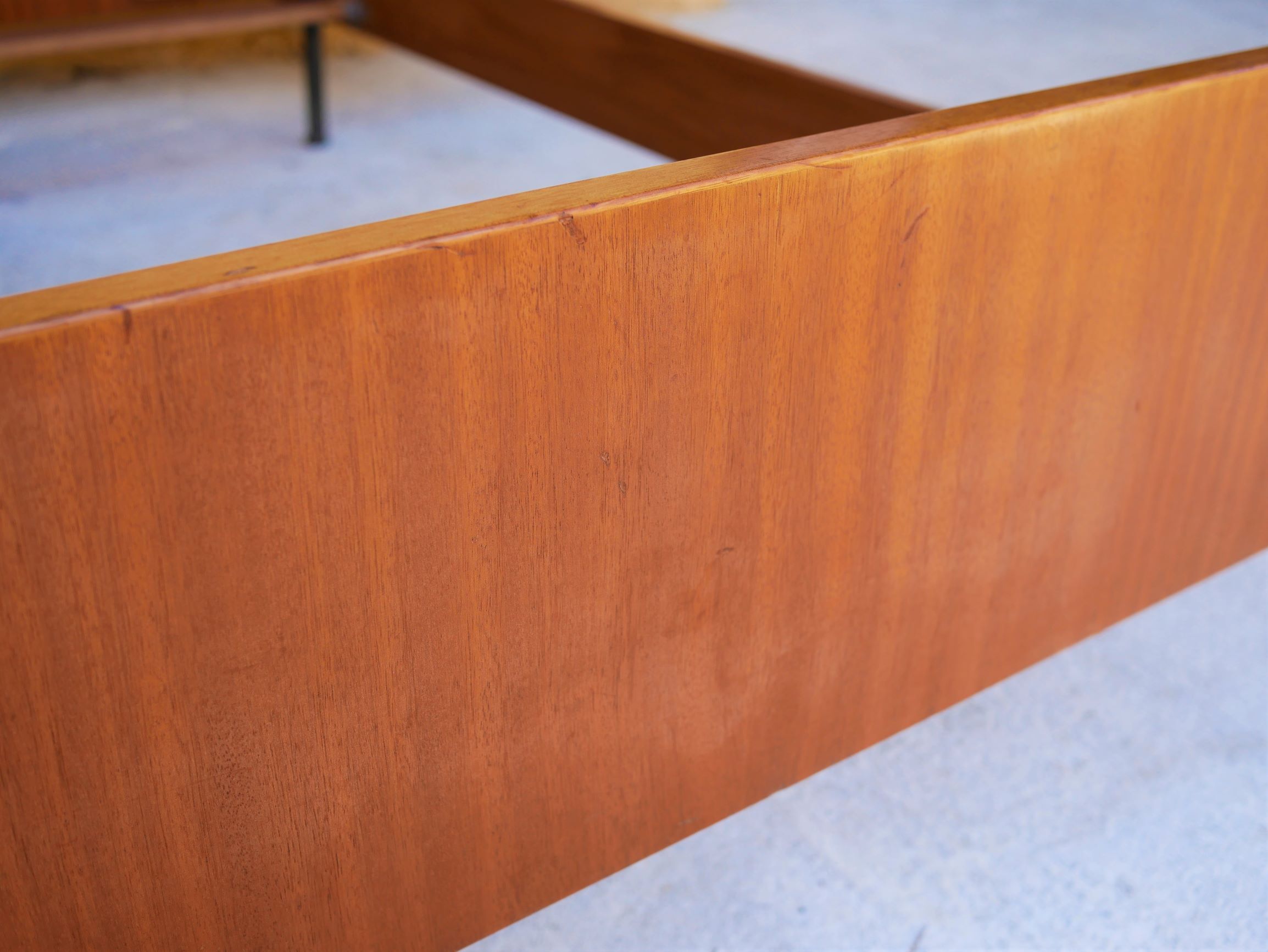 With suspended nightstands vintage teak bed