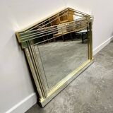 Large vintage horizontal Hollywood Regency mirror by De Knudt, Belgium 1980s.