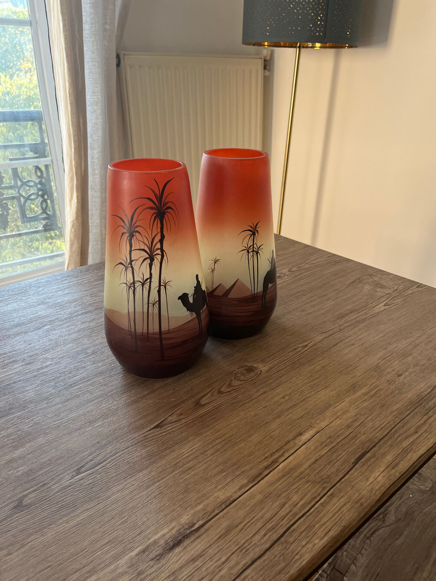 Very beautiful pair of decorative glass vases.