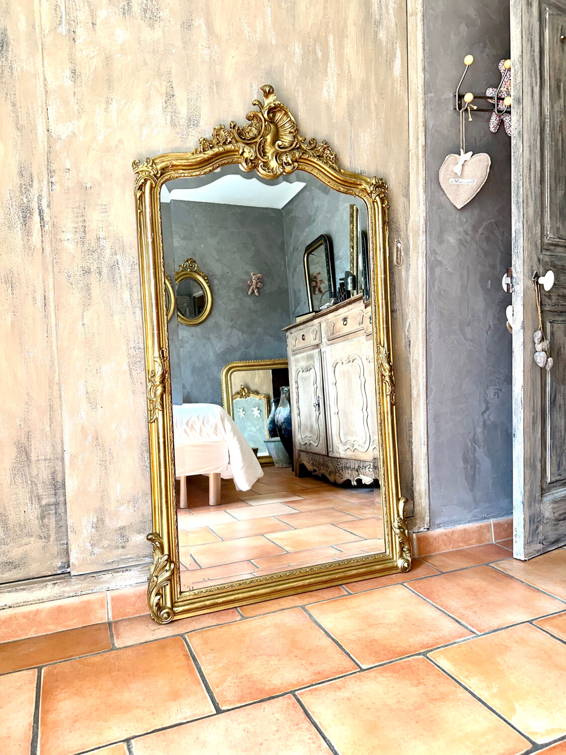 Old mirror with pediment nineteenth